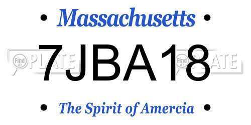 7JBA18 Massachusetts License Plate