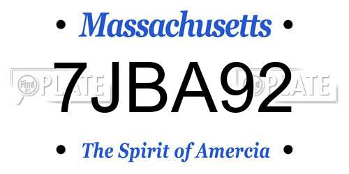 7JBA92 Massachusetts License Plate