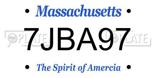 7JBA97 Massachusetts License Plate