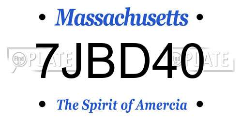 7JBD40 Massachusetts License Plate
