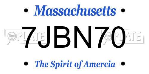 7JBN70 Massachusetts License Plate