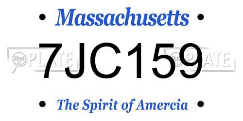 7JC159 Massachusetts License Plate