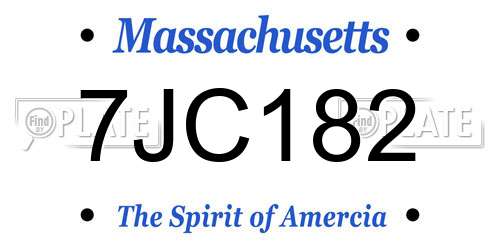 7JC182 Massachusetts License Plate