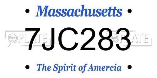 7JC283 Massachusetts License Plate