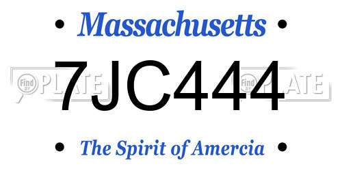 7JC444 Massachusetts License Plate