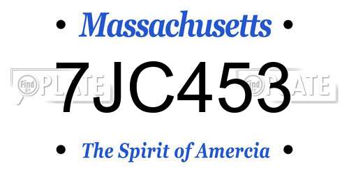 7JC453 Massachusetts License Plate