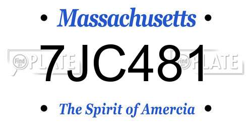 7JC481 Massachusetts License Plate