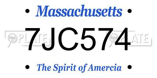 7JC574 Massachusetts License Plate