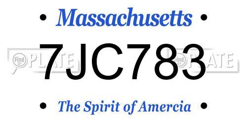 7JC783 Massachusetts License Plate