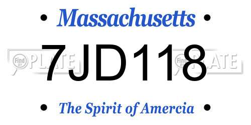 7JD118 Massachusetts License Plate