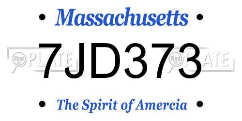 7JD373 Massachusetts License Plate