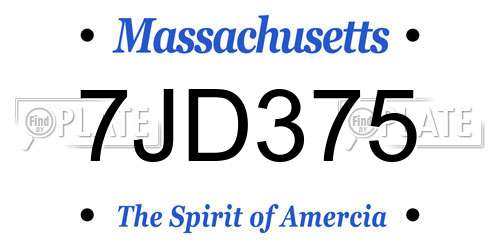 7JD375 Massachusetts License Plate