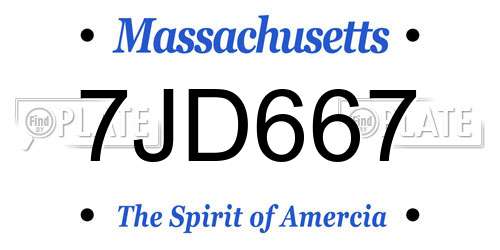 7JD667 Massachusetts License Plate