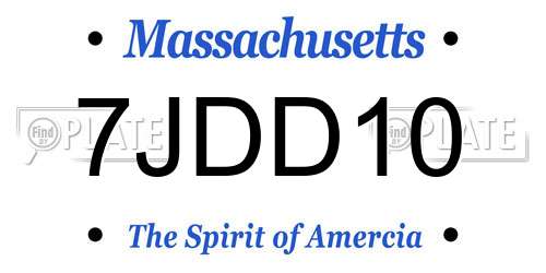 7JDD10 Massachusetts License Plate