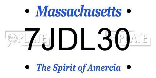 7JDL30 Massachusetts License Plate