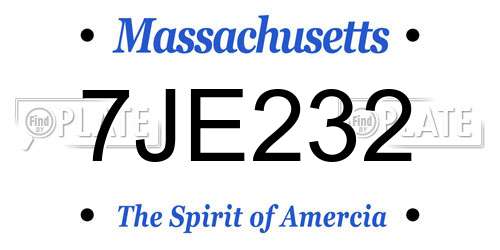 7JE232 Massachusetts License Plate