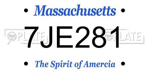 7JE281 Massachusetts License Plate
