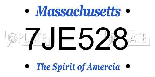 7JE528 Massachusetts License Plate