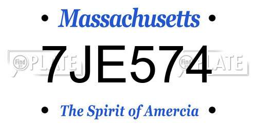 7JE574 Massachusetts License Plate
