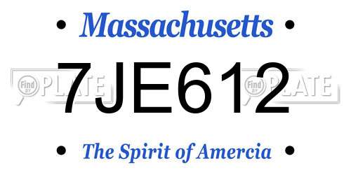 7JE612 Massachusetts License Plate