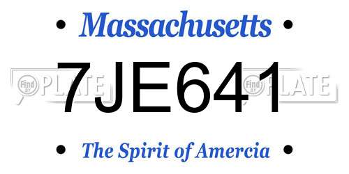 7JE641 Massachusetts License Plate