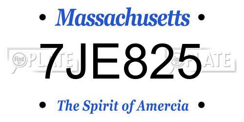 7JE825 Massachusetts License Plate