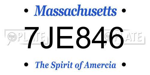 7JE846 Massachusetts License Plate