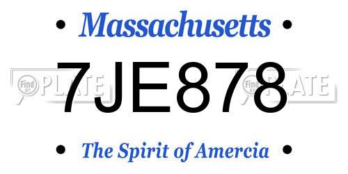 7JE878 Massachusetts License Plate