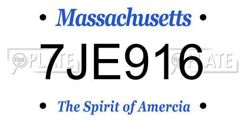 7JE916 Massachusetts License Plate