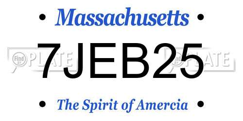 7JEB25 Massachusetts License Plate