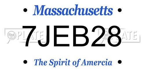 7JEB28 Massachusetts License Plate