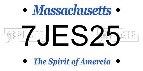7JES25 Massachusetts License Plate
