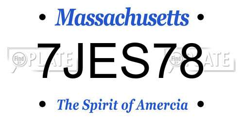 7JES78 Massachusetts License Plate