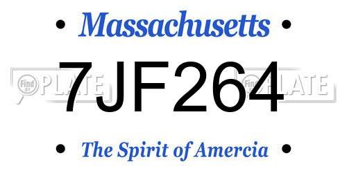 7JF264 Massachusetts License Plate