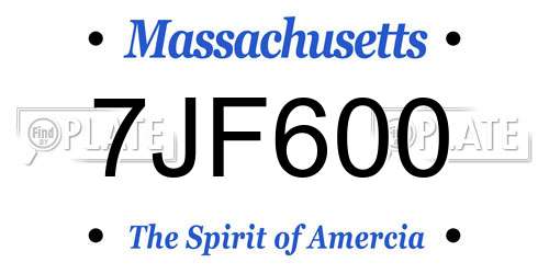 7JF600 Massachusetts License Plate