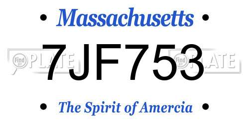 7JF753 Massachusetts License Plate