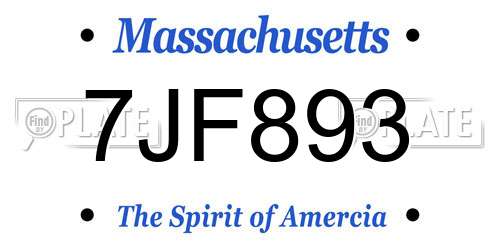 7JF893 Massachusetts License Plate