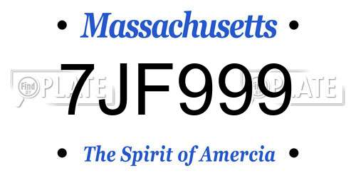 7JF999 Massachusetts License Plate