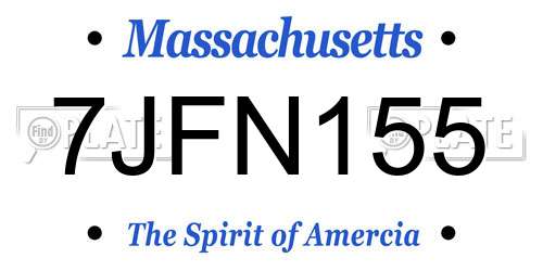 7JFN155 Massachusetts License Plate