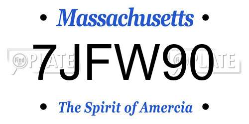 7JFW90 Massachusetts License Plate