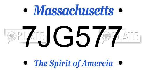 7JG577 Massachusetts License Plate