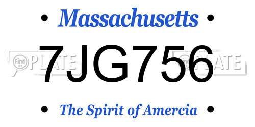7JG756 Massachusetts License Plate