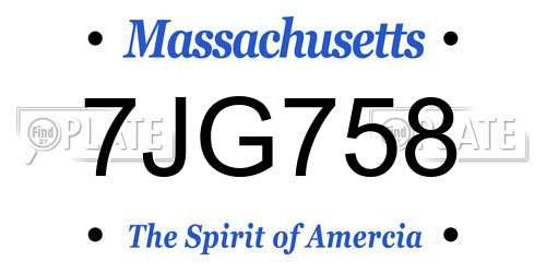 7JG758 Massachusetts License Plate