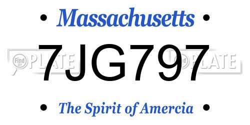 7JG797 Massachusetts License Plate