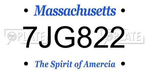 7JG822 Massachusetts License Plate