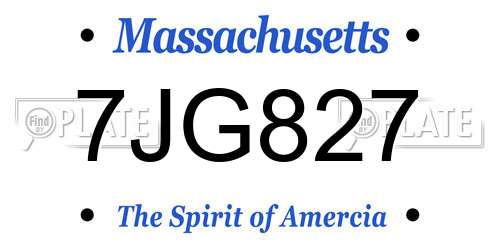 7JG827 Massachusetts License Plate
