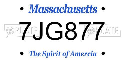 7JG877 Massachusetts License Plate
