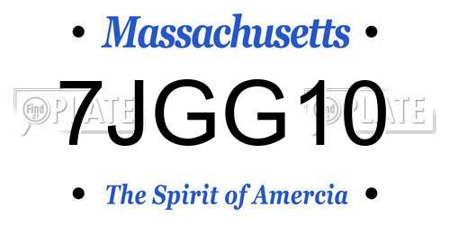 7JGG10 Massachusetts License Plate