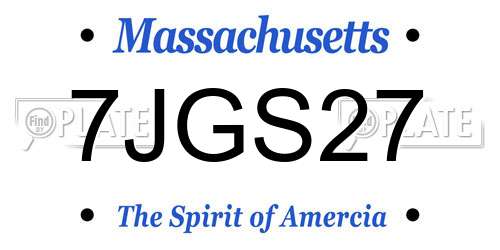 7JGS27 Massachusetts License Plate