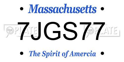 7JGS77 Massachusetts License Plate